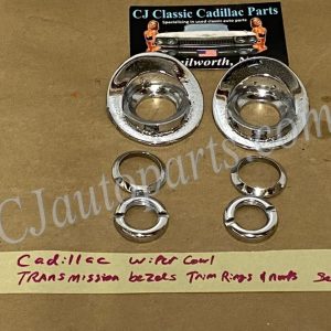 OEM 1963 1964 Cadillac Deville Eldorado Fleetwood WINDSHIELD WIPER COWL TRANS BEZELS TRIM RING CHROME NUT SET #1479214/#1479215